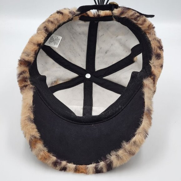 Leopard Print Faux Fur Hat With Adjustable Strap - Picture 12 of 13